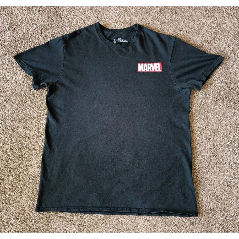 Marvel Comic Spiderman T-Shirt Men's Size Medium Black Graphic Black Shirt